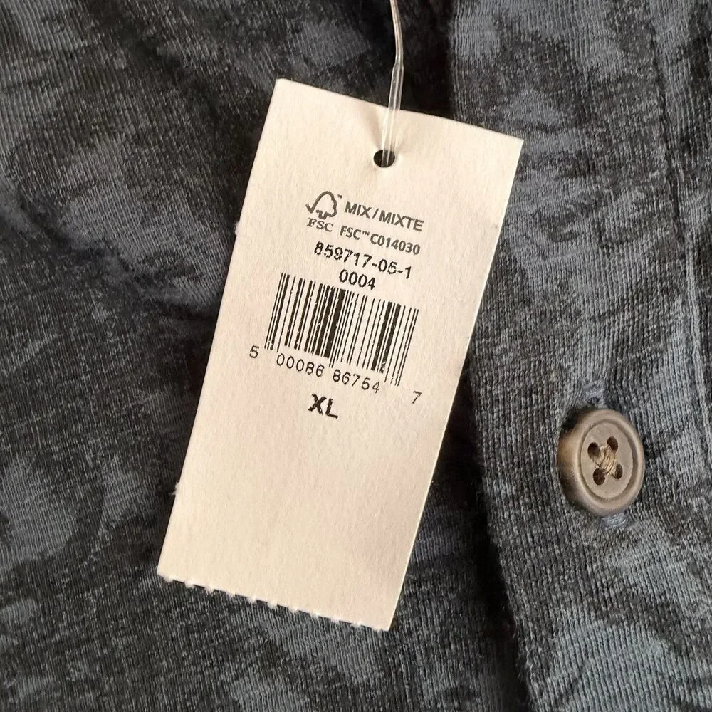 Banana Republic Shirt Mens XL Blue Palm Tree Print Short Sleeve Button Up Cotton